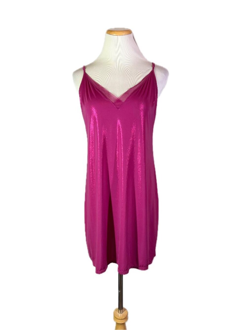 Victoria's Secret L Fuchsia Pink Nightdress Sleeveless Stretchy Thin Glittery